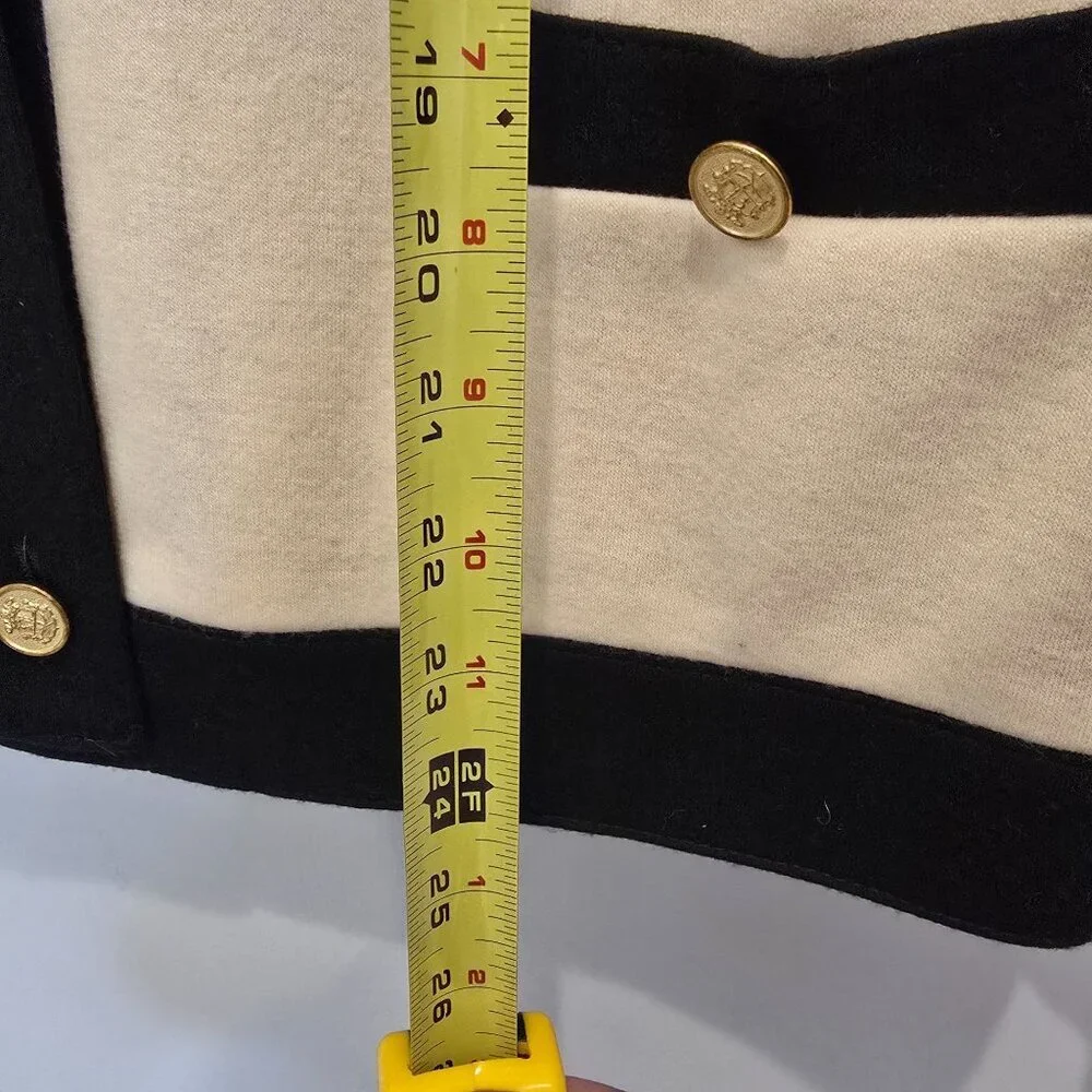 Vintage Bleyle Cream & Black Cardigan Sweater 100% Pure Wool Women's - Picture 11 of 13